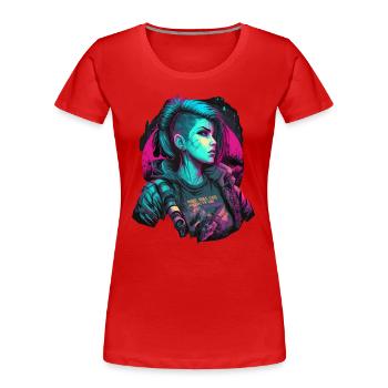 Belle fille futuriste pour les fans de jeux - T-shirt bio Premium Femme - rouge - Devant - Mia (176cm)