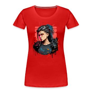 Wunderbares Design einer Cyber-Frau - Frauen Premium Bio T-Shirt - Rot - Vorne - Mia (176cm)