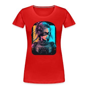 Atemberaubendes Design eines Cyber-Girls - Frauen Premium Bio T-Shirt - Rot - Vorne - Mia (176cm)