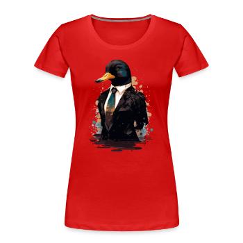 Ente trägt Kleidung - Frauen Premium Bio T-Shirt - Rot - Vorne - Mia (176cm)