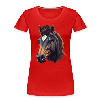 Stallion Face - Women's Premium Organic T-Shirt - red - Front - Mia (176cm)