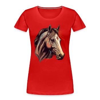 Beautiful Stallion - Women's Premium Organic T-Shirt - red - Front - Mia (176cm)