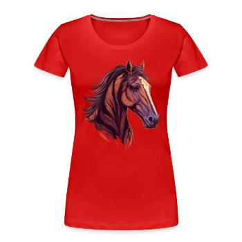 Schöner Pferdekopf - Frauen Premium Bio T-Shirt - Rot - Vorne - Mia (176cm)