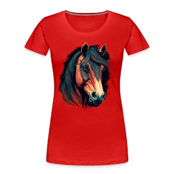 Trendige digitale Pferdemalerei - Frauen Premium Bio T-Shirt - Rot - Vorne - Mia (176cm)