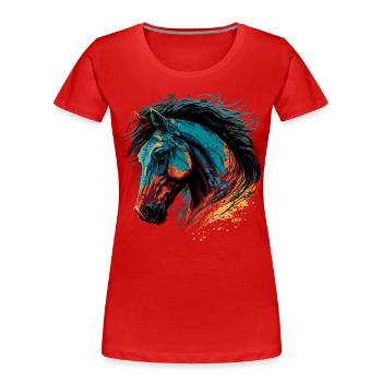 Trendiges Pferdekopf-Design - Frauen Premium Bio T-Shirt - Rot - Vorne - Mia (176cm)