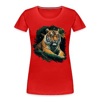 Tiger sitting in Jungle - Women's Premium Organic T-Shirt - red - Front - Mia (176cm)