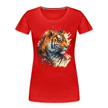 Illustration du tigre - T-shirt bio Premium Femme - rouge - Devant - Mia (176cm)