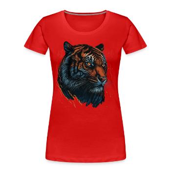 Tiger - Predator - Frauen Premium Bio T-Shirt - Rot - Vorne - Mia (176cm)