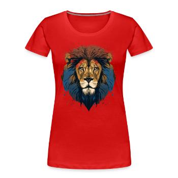Tierliebhaber - Löwe - Frauen Premium Bio T-Shirt - Rot - Vorne - Mia (176cm)