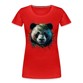 Panda versteckt sich hinter Leaths - Frauen Premium Bio T-Shirt - Rot - Vorne - Mia (176cm)