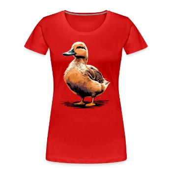 Jeune canard - T-shirt bio Premium Femme - rouge - Devant - Mia (176cm)