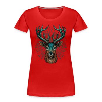 Hirschkopf - Frauen Premium Bio T-Shirt - Rot - Vorne - Mia (176cm)