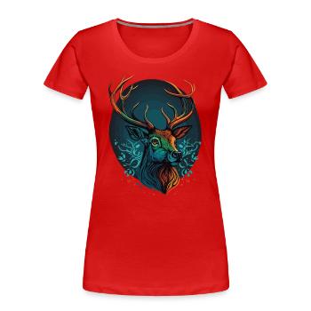 Conception de la tête de cerf - T-shirt bio Premium Femme - rouge - Devant - Mia (176cm)