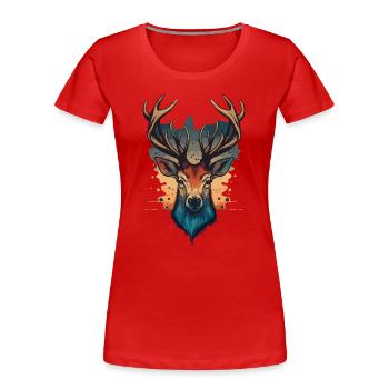 Hirschjagd - Frauen Premium Bio T-Shirt - Rot - Vorne - Mia (176cm)