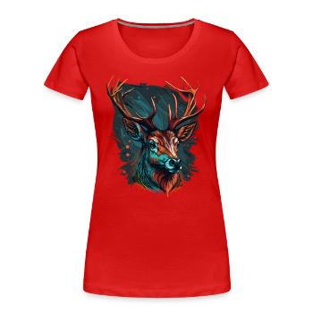 Amoureux des cerfs - T-shirt bio Premium Femme - rouge - Devant - Mia (176cm)