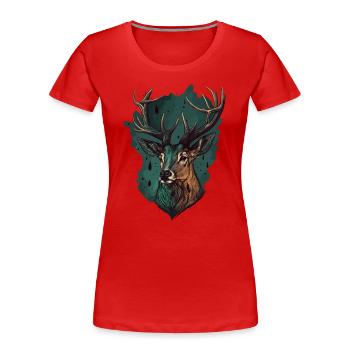 Drôle de cerf - T-shirt bio Premium Femme - rouge - Devant - Mia (176cm)