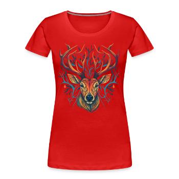 Tête de cerf fou - T-shirt bio Premium Femme - rouge - Devant - Mia (176cm)