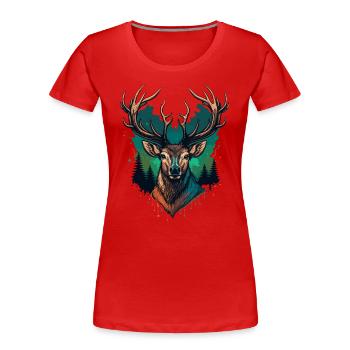Deer Silhouette - Women's Premium Organic T-Shirt - red - Front - Mia (176cm)