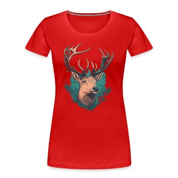 Hirschjagd Liebhaber - Frauen Premium Bio T-Shirt - Rot - Vorne - Mia (176cm)