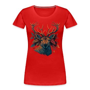 Hirschjagd Liebhaber - Frauen Premium Bio T-Shirt - Rot - Vorne - Mia (176cm)