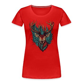 Amoureux du wapiti - T-shirt bio Premium Femme - rouge - Devant - Mia (176cm)