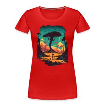 ästhetisch - Frauen Premium Bio T-Shirt - Rot - Vorne - Mia (176cm)