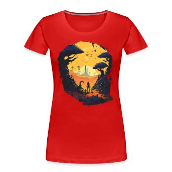 Fremder Frieden - Frauen Premium Bio T-Shirt - Rot - Vorne - Mia (176cm)