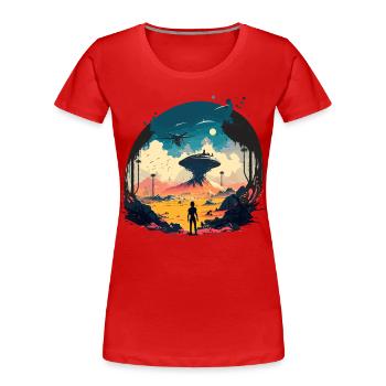 Ce monde - T-shirt bio Premium Femme - rouge - Devant - Mia (176cm)