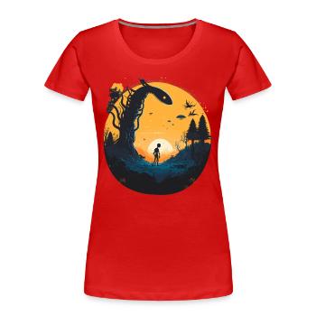 Scifi Kunst - Frauen Premium Bio T-Shirt - Rot - Vorne - Mia (176cm)