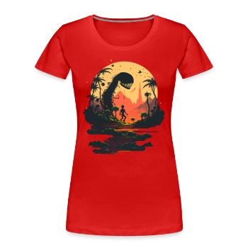 Außerirdische Pflanze - Frauen Premium Bio T-Shirt - Rot - Vorne - Mia (176cm)