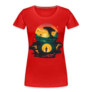 Alien-Portal - Frauen Premium Bio T-Shirt - Rot - Vorne - Mia (176cm)