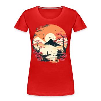 Japanisch - Frauen Premium Bio T-Shirt - Rot - Vorne - Mia (176cm)