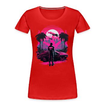 Japanische Streetwear - Frauen Premium Bio T-Shirt - Rot - Vorne - Mia (176cm)