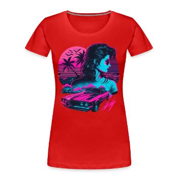 80s Girl - Women's Premium Organic T-Shirt - red - Front - Mia (176cm)