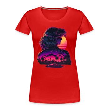 Fille rétrowave - T-shirt bio Premium Femme - rouge - Devant - Mia (176cm)