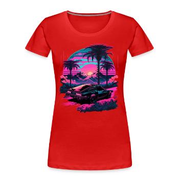 Paume Vaporwave - T-shirt bio Premium Femme - rouge - Devant - Mia (176cm)