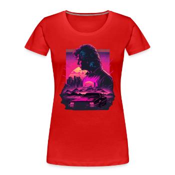 Neon-Retro-Kunst - Frauen Premium Bio T-Shirt - Rot - Vorne - Mia (176cm)