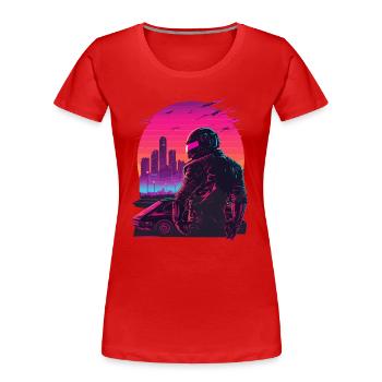 Retro Racing - Women's Premium Organic T-Shirt - red - Front - Mia (176cm)