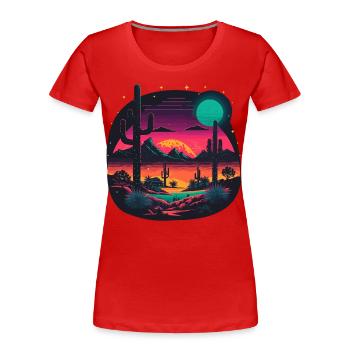Désert de néons - T-shirt bio Premium Femme - rouge - Devant - Mia (176cm)