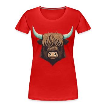 Illustration de la tête de yak - T-shirt bio Premium Femme - rouge - Devant - Mia (176cm)
