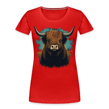 Vache Yak - T-shirt bio Premium Femme - rouge - Devant - Mia (176cm)