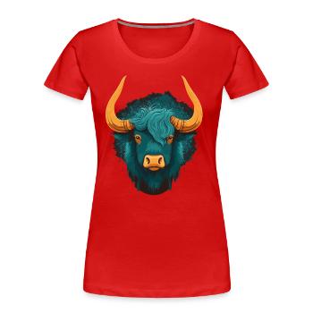 Yak cornu - T-shirt bio Premium Femme - rouge - Devant - Mia (176cm)