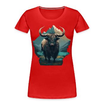 Vieux Yak - T-shirt bio Premium Femme - rouge - Devant - Mia (176cm)