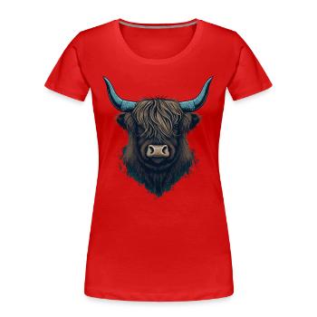 Visage de yak - T-shirt bio Premium Femme - rouge - Devant - Mia (176cm)