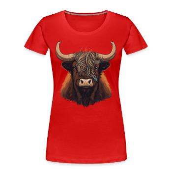 Yak Head Artwork - Frauen Premium Bio T-Shirt - Rot - Vorne - Mia (176cm)