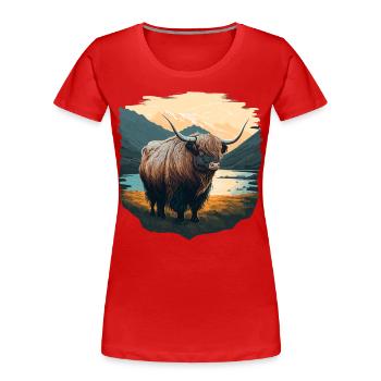 Yak avec lac - T-shirt bio Premium Femme - rouge - Devant - Mia (176cm)