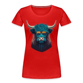 Yak avec Sunclasses - T-shirt bio Premium Femme - rouge - Devant - Mia (176cm)