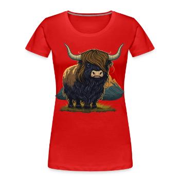 Illustration amusante de yak - T-shirt bio Premium Femme - rouge - Devant - Mia (176cm)