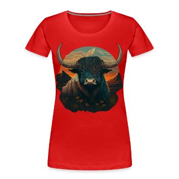 Yak froid - T-shirt bio Premium Femme - rouge - Devant - Mia (176cm)