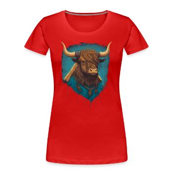Yak en chemise - T-shirt bio Premium Femme - rouge - Devant - Mia (176cm)